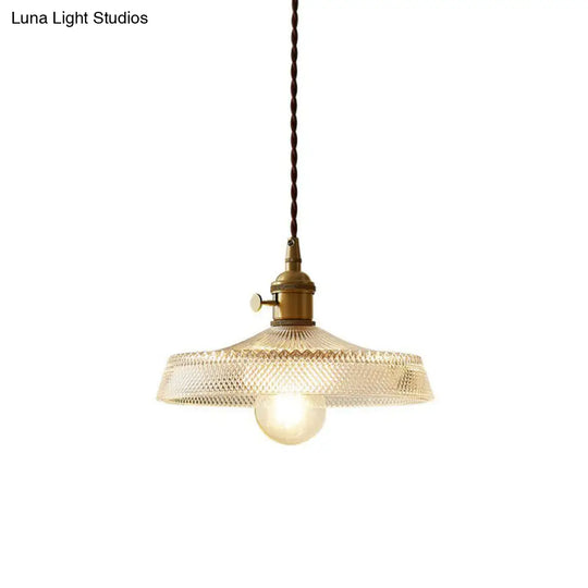 Retro Style Clear Glass Pendant Ceiling Light - 1 Head Suspension Lighting For Restaurants