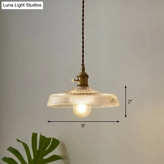 Retro Style Clear Glass Pendant Ceiling Light - 1 Head Suspension Lighting For Restaurants