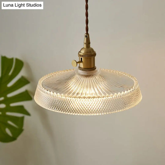 Retro Style Clear Glass Pendant Ceiling Light - 1 Head Suspension Lighting For Restaurants