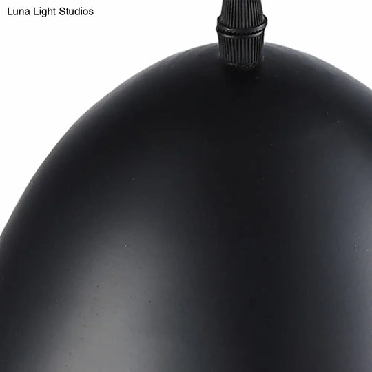 Retro Style Domed Hanging Lamp - 10/12 Inch Wide Metallic Pendant Light Fixture In White/Black For