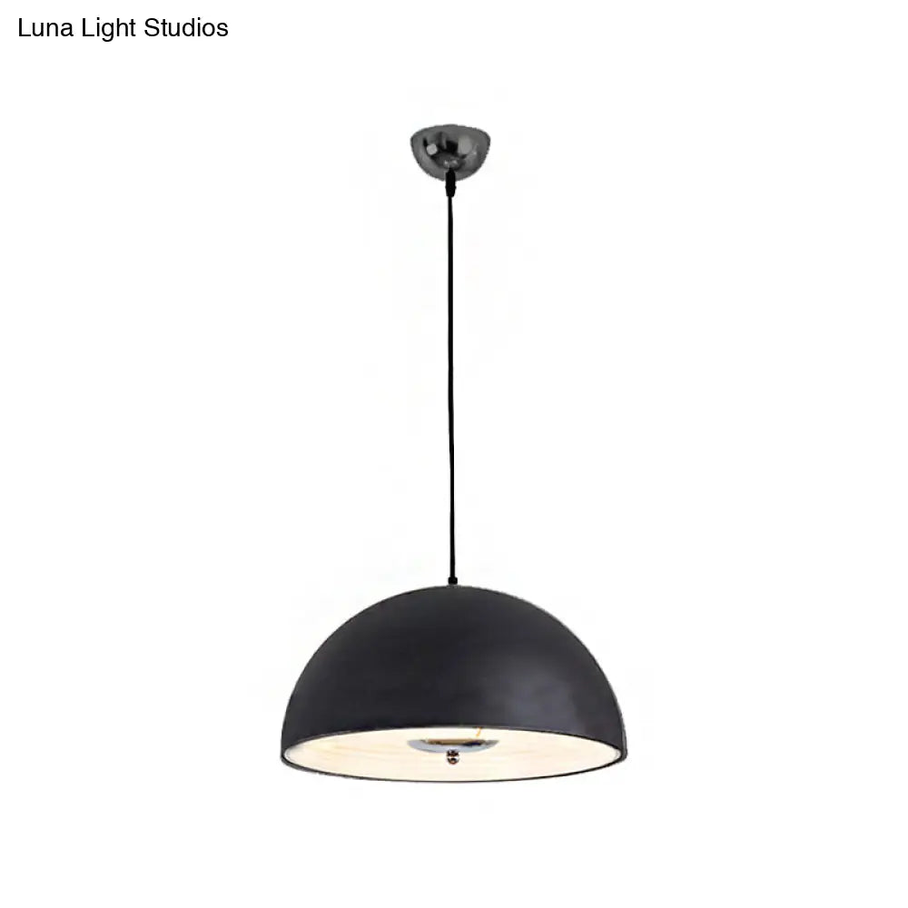 Retro-Style Domed Metallic Pendant Lamp - 1-Light Rose Gold/Black Ceiling Light For Dining Room