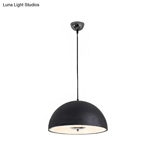 Retro-Style Domed Metallic Pendant Lamp - 1-Light Rose Gold/Black Ceiling Light For Dining Room