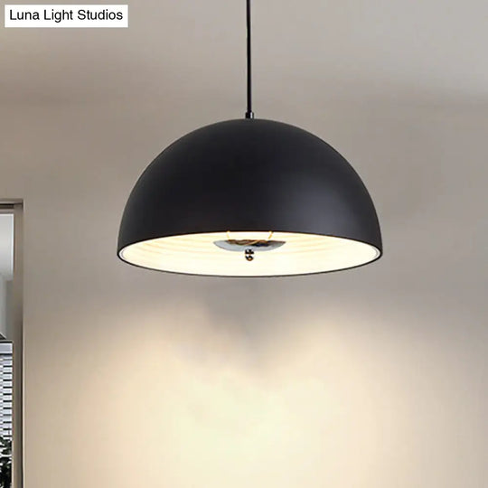 Retro-Style Domed Metallic Pendant Lamp - 1-Light Rose Gold/Black Ceiling Light For Dining Room