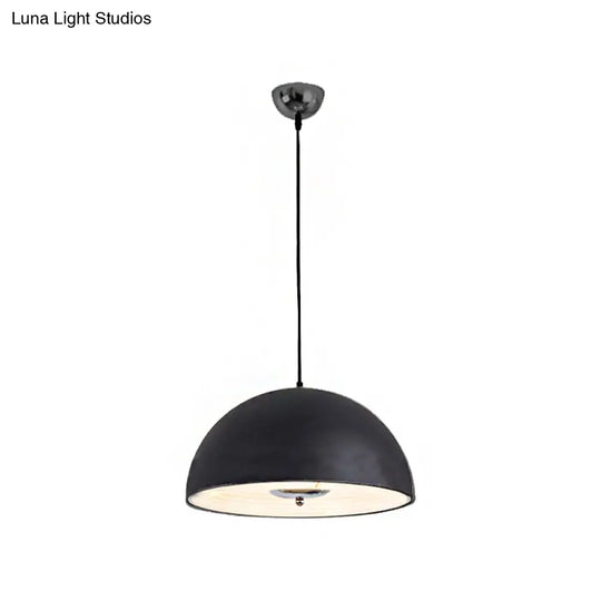 Retro Style Domed Pendant Lamp - 1 Light Rose Gold/Black Ceiling For Dining Room