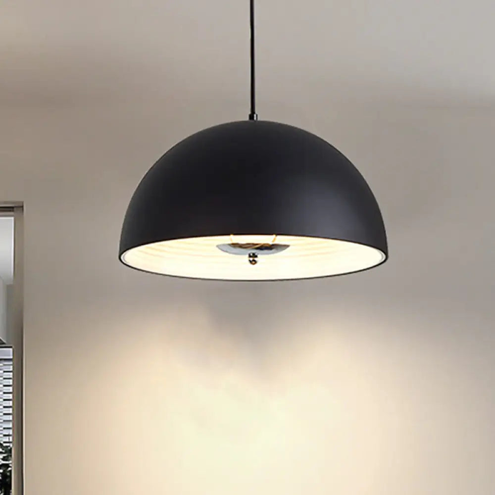 Retro Style Domed Pendant Lamp - 1 Light Rose Gold/Black Ceiling For Dining Room Black