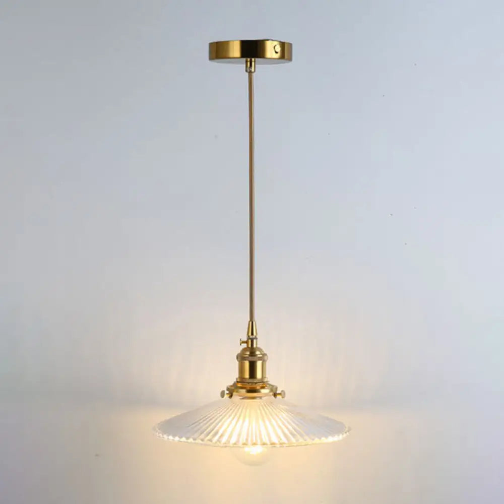 Retro Style Glass Pendant Ceiling Light - Gold Shaded Suspension Lighting For Restaurants / D