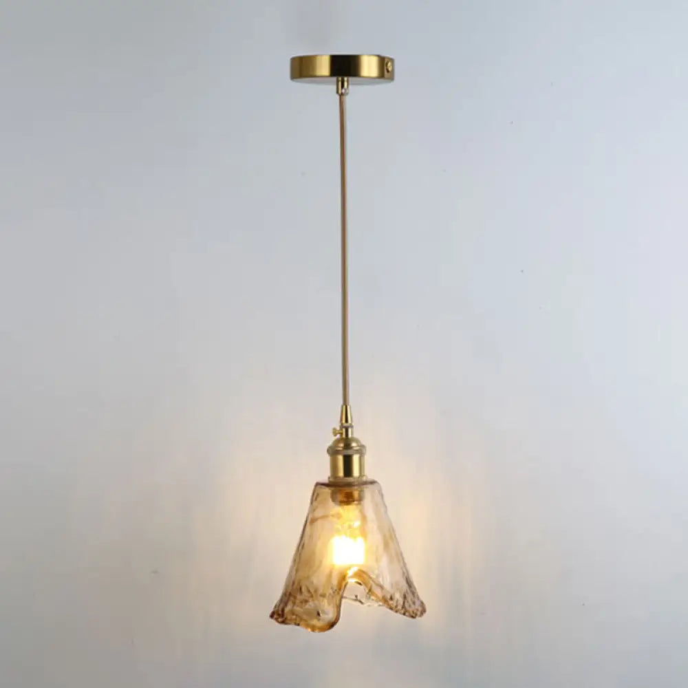 Retro Style Glass Pendant Ceiling Light - Gold Shaded Suspension Lighting For Restaurants / G