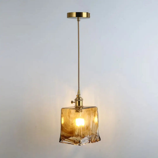 Retro Style Glass Pendant Ceiling Light - Gold Shaded Suspension Lighting For Restaurants / I