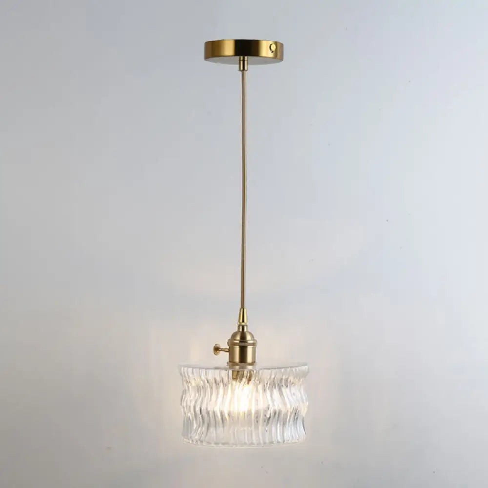 Retro Style Glass Pendant Ceiling Light - Gold Shaded Suspension Lighting For Restaurants / J