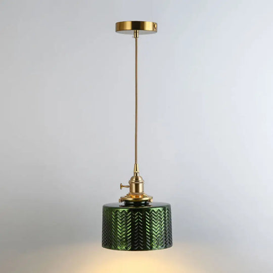 Retro Style Glass Pendant Ceiling Light - Gold Shaded Suspension Lighting For Restaurants / M