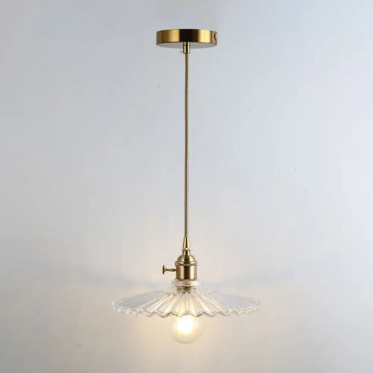 Retro Style Glass Pendant Ceiling Light - Gold Shaded Suspension Lighting For Restaurants / N