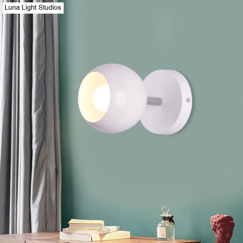 Retro Style Global Wall Sconce - 1 Light Metallic White Lighting For Living Room