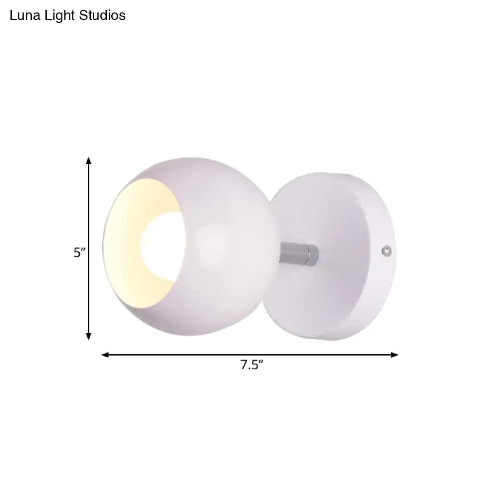 Retro Style Global Wall Sconce - 1 Light Metallic White Lighting For Living Room