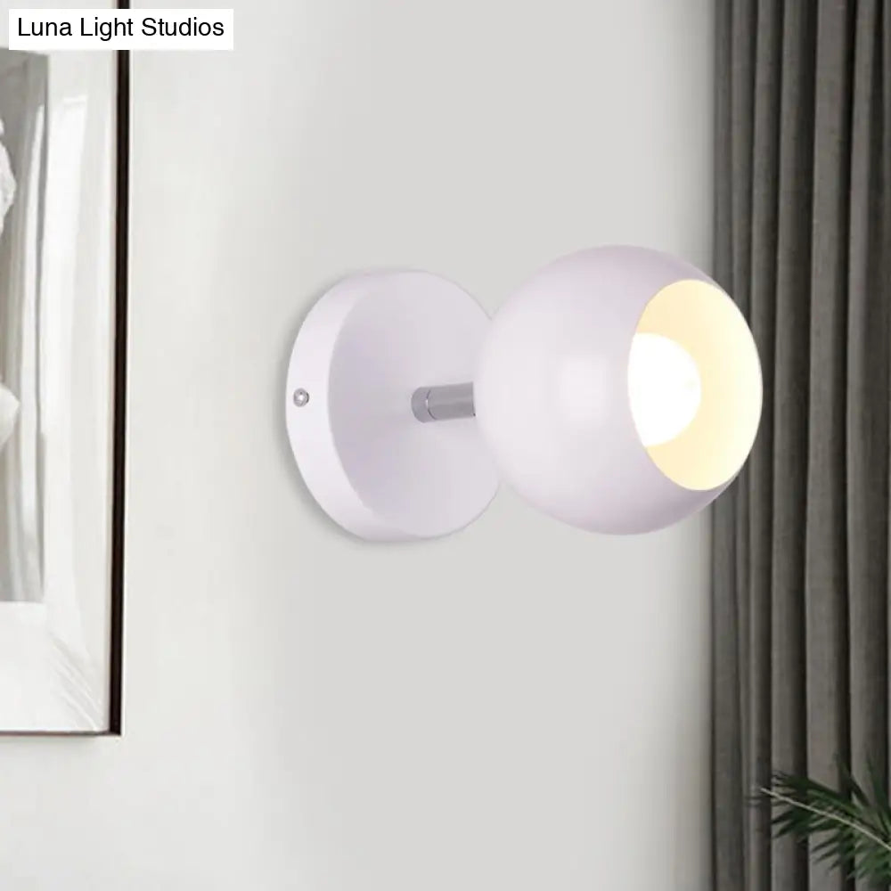 Retro Style Global Wall Sconce - 1 Light Metallic White Lighting For Living Room