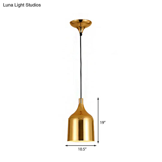 Retro Style Metal Pendant Light In Gold 6/8/10.5 Diameter For Dining Table Or Ceiling 1-Light