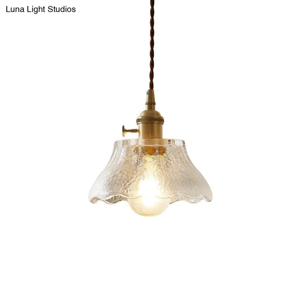 Retro-Style Handblown Glass Pendant Ceiling Light - Tapered Suspension Clear 1 Head
