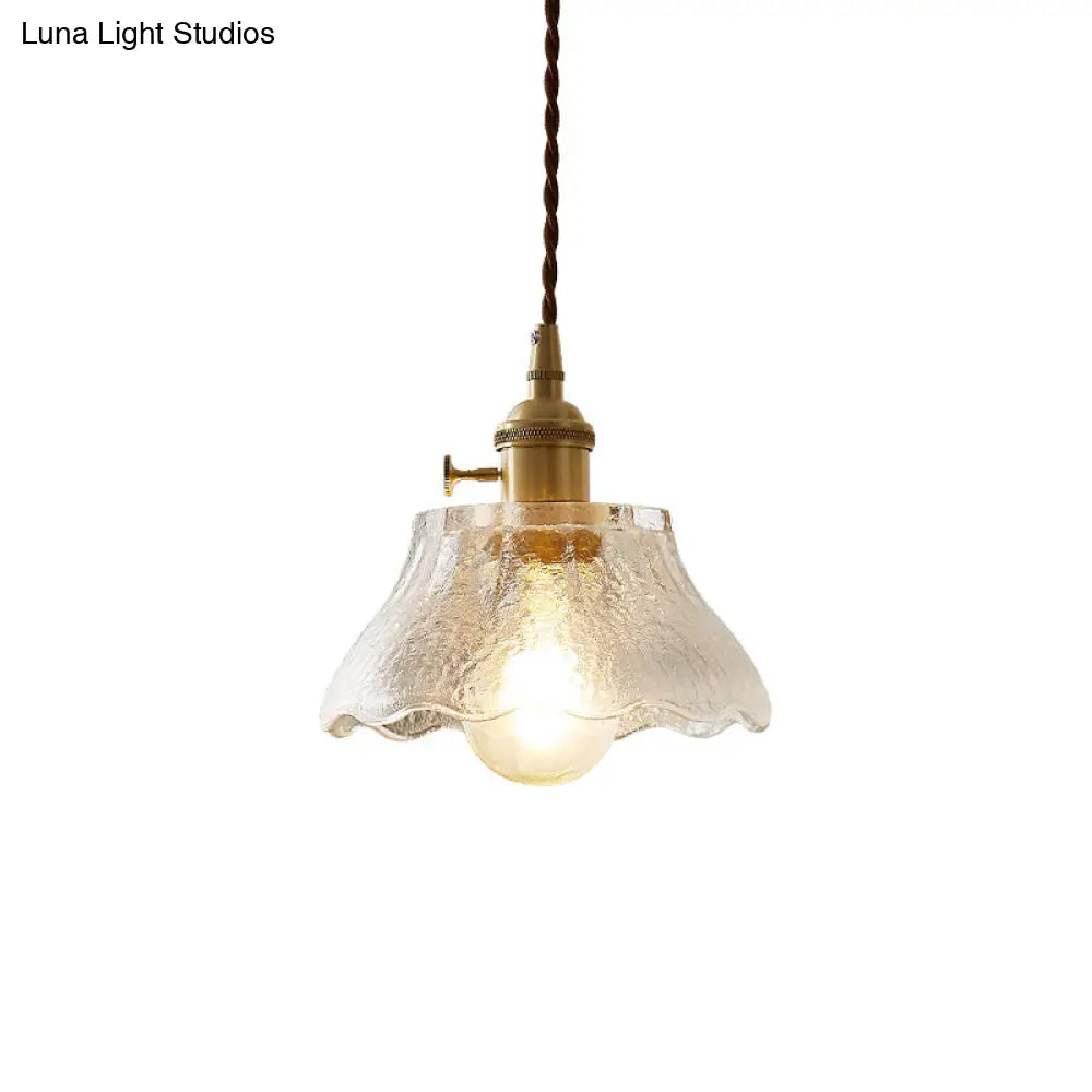 Retro Style Handblown Glass Pendant Ceiling Light With Tapered Suspension - Clear 1-Head