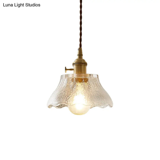 Retro Style Handblown Glass Pendant Ceiling Light With Tapered Suspension - Clear 1-Head