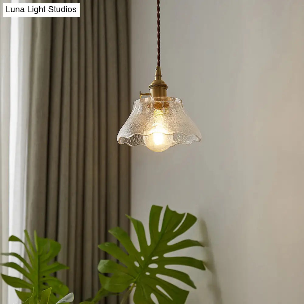 Retro-Style Handblown Glass Pendant Ceiling Light - Tapered Suspension Clear 1 Head