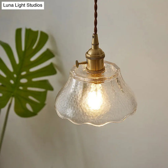 Retro-Style Handblown Glass Pendant Ceiling Light - Tapered Suspension Clear 1 Head