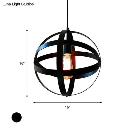 Retro Style Iron Black Orb Ceiling Lighting Dining Living Room Hanging Lamp Pendant