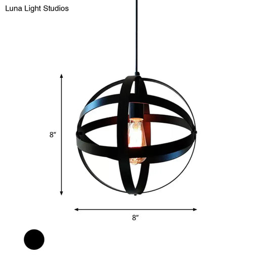 Retro Style Iron Black Orb Ceiling Lighting Dining Living Room Hanging Lamp Pendant