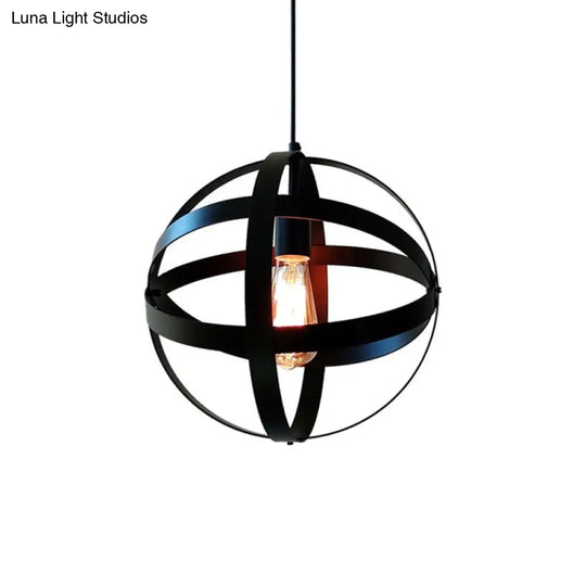 Retro Style Iron Black Orb Ceiling Lighting Dining Living Room Hanging Lamp Pendant