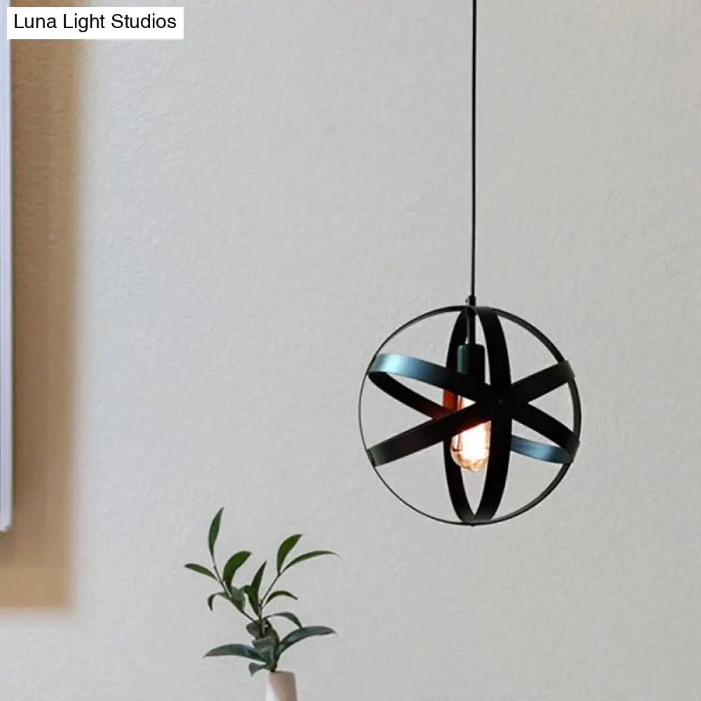 Retro Style Iron Black Orb Ceiling Lighting Dining Living Room Hanging Lamp Pendant