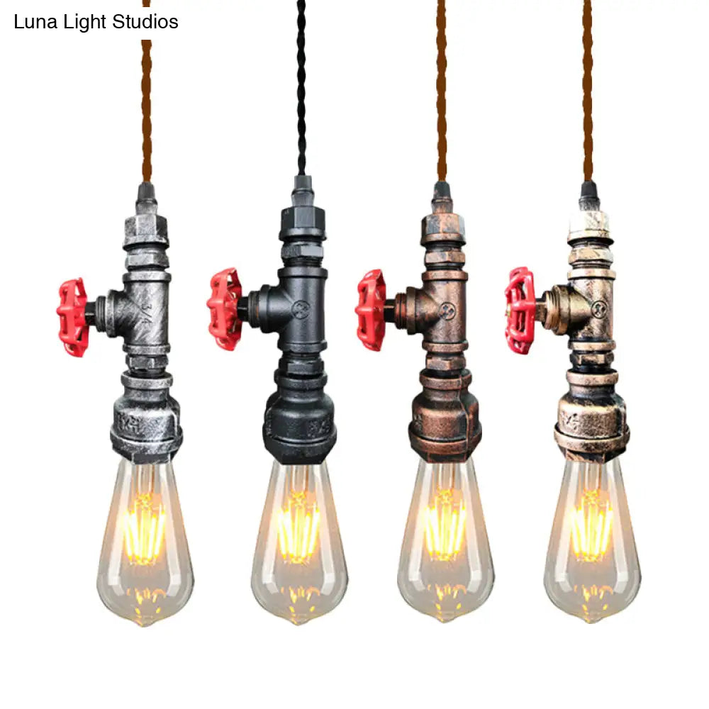 Retro Style Iron Water Valve Pendant Light Fixture With 1 Bulb- Perfect For Bars