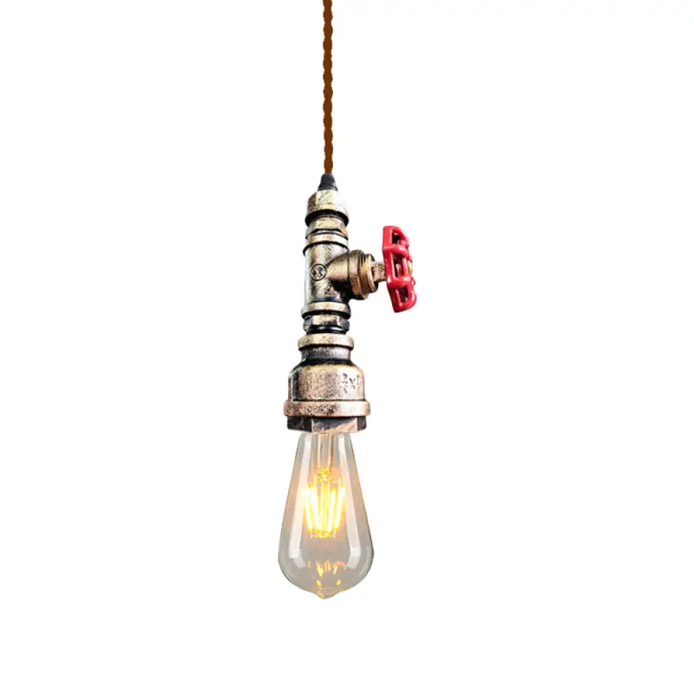 Retro Style Iron Water Valve Pendant Light Fixture With 1 Bulb- Perfect For Bars Bronze