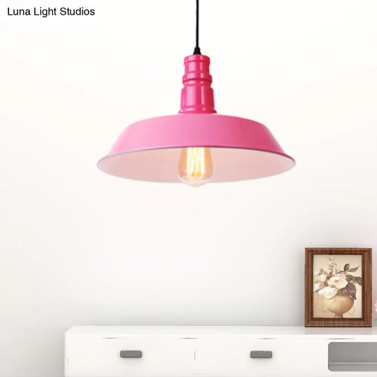 Retro Metal Barn Shade Hanging Lamp - Pink/Yellow 10/14/18 Diameter Pink / 10