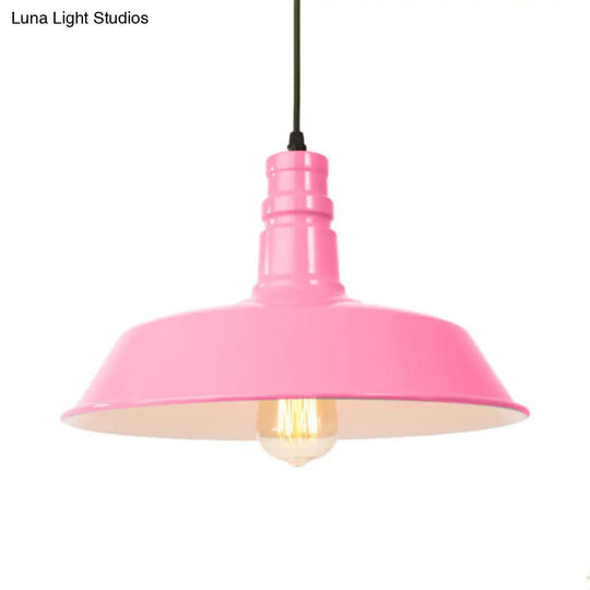 Retro Metal Barn Shade Hanging Lamp - Pink/Yellow 10/14/18 Diameter