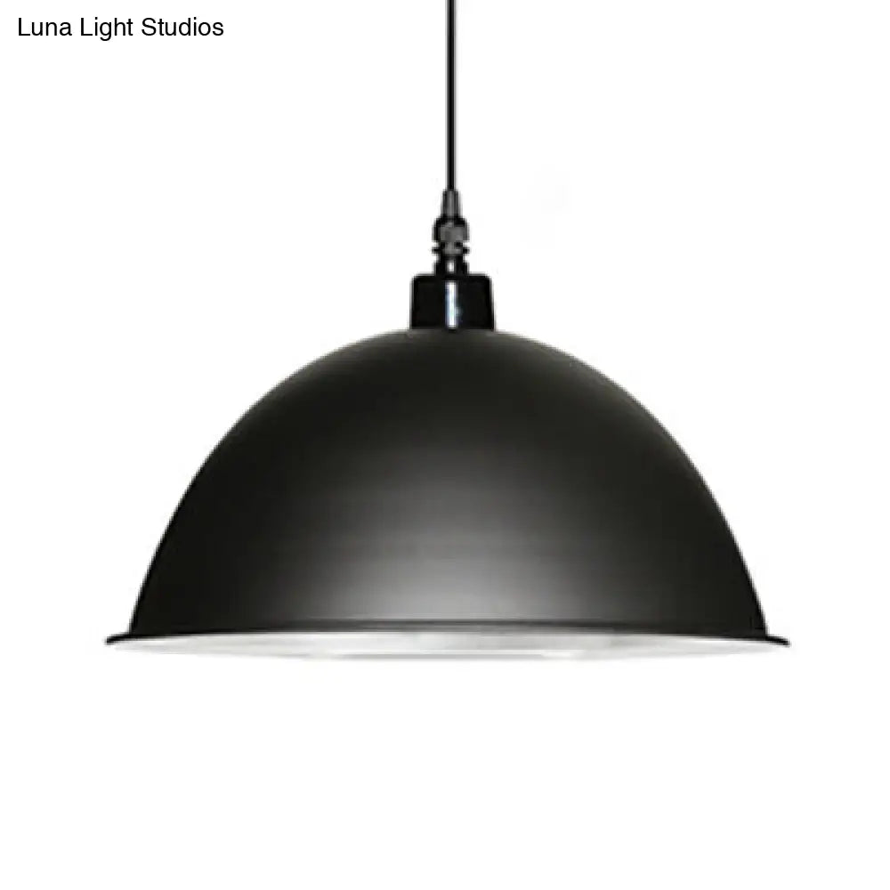 Retro Style Domed Pendant Light In Black/White For Coffee Shop Black