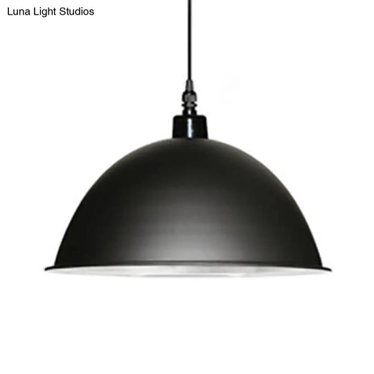 Retro Style Domed Pendant Light In Black/White For Coffee Shop Black