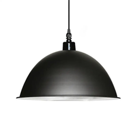 Retro Style Metal Ceiling Pendant Light - 1 Domed Design In Black/White For Coffee Shop Black