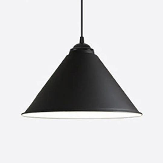 Retro Style Metal Cone Shade Ceiling Light - Black/Gray/White 1 Bedroom Hanging Lamp