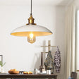Retro Style Metal Dining Room Suspension Light - 12’/16’ Saucer Dia 1 White Ceiling Fixture / 12’