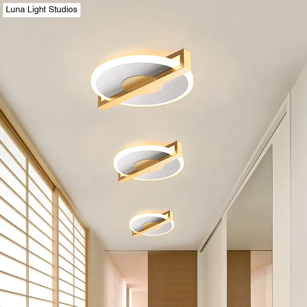 Retro Style Metal Flush Light Fixture Small Disk Thin Design Black/White & Gold Led Close To Ceiling