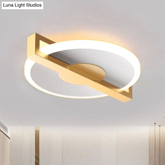 Retro Style Metal Flush Light Fixture Small Disk Thin Design Black/White & Gold Led Close To Ceiling