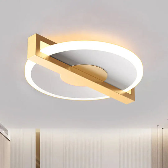 Retro Style Metal Flush Light Fixture – Small Disk Thin Design Black/White & Gold Led Close To