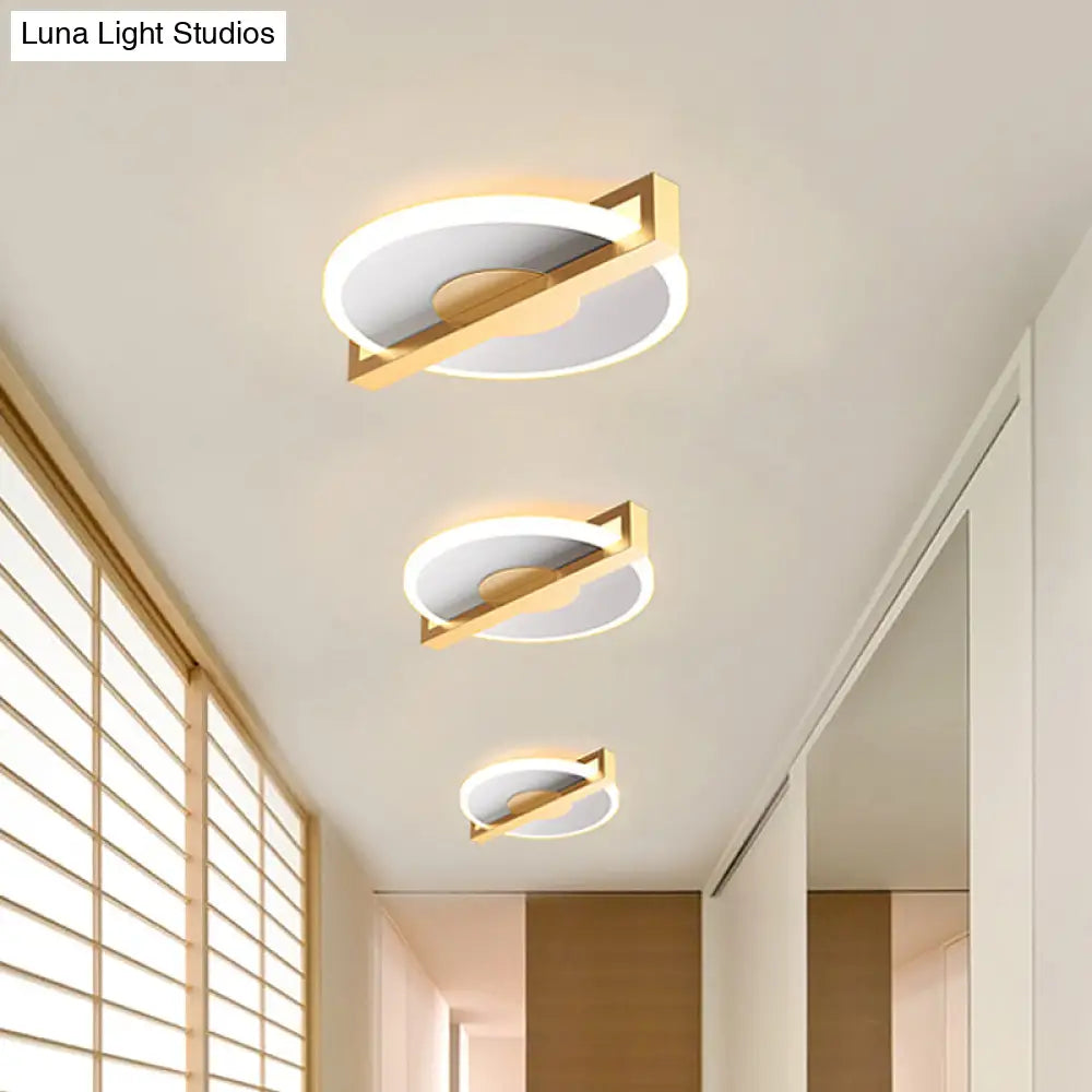 Retro Style Metal Flush Light Fixture – Small Disk Thin Design Black/White & Gold Led Close To