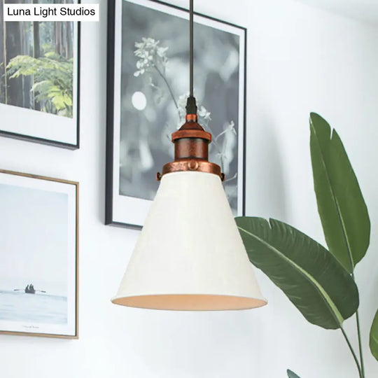 Retro Style Metal Pendant Light With Black/Chrome/Rust Finish - Ideal For Kitchen 1 Bulb Hanging