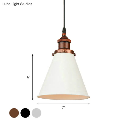 Retro Style Metal Pendant Light With Black/Chrome/Rust Finish - Ideal For Kitchen 1 Bulb Hanging