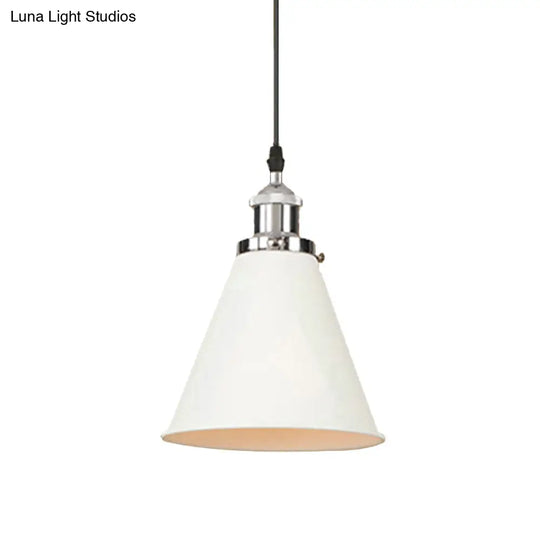 Retro Style Metal Pendant Light With Black/Chrome/Rust Finish - Ideal For Kitchen 1 Bulb Hanging