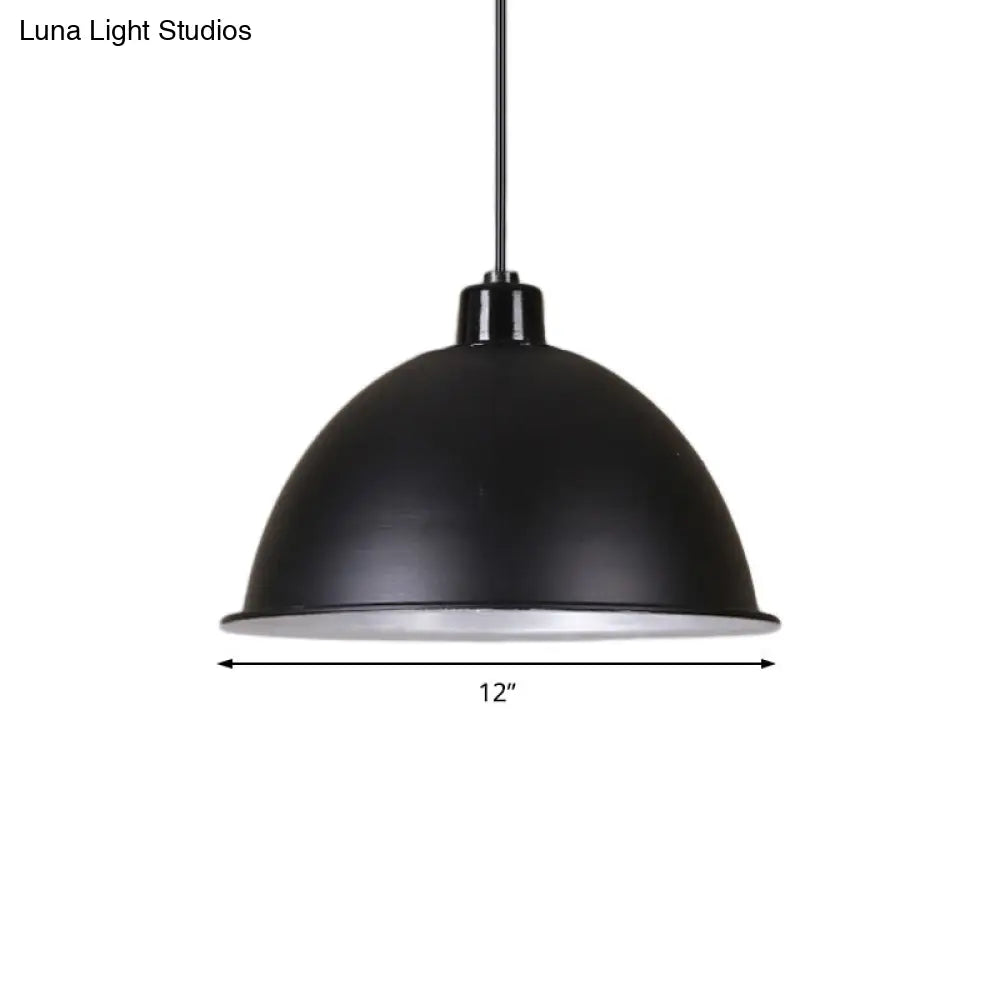 Retro Style Hanging Pendant Light With Metallic Bowl Shade - 1 In Black/Silver