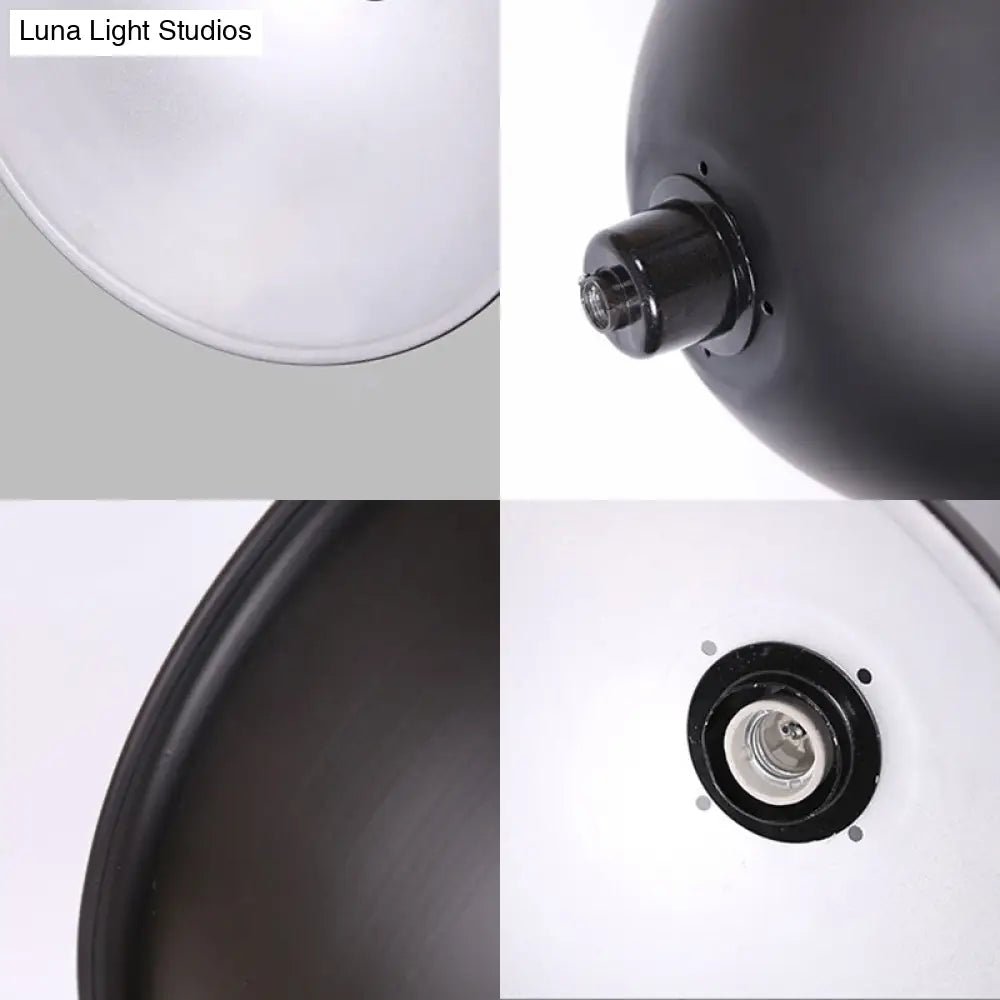 Retro Style Metallic Hanging Light Pendant With Bowl Shade - Black/Silver