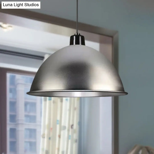 Retro Style Metallic Hanging Light Pendant With Bowl Shade - Black/Silver