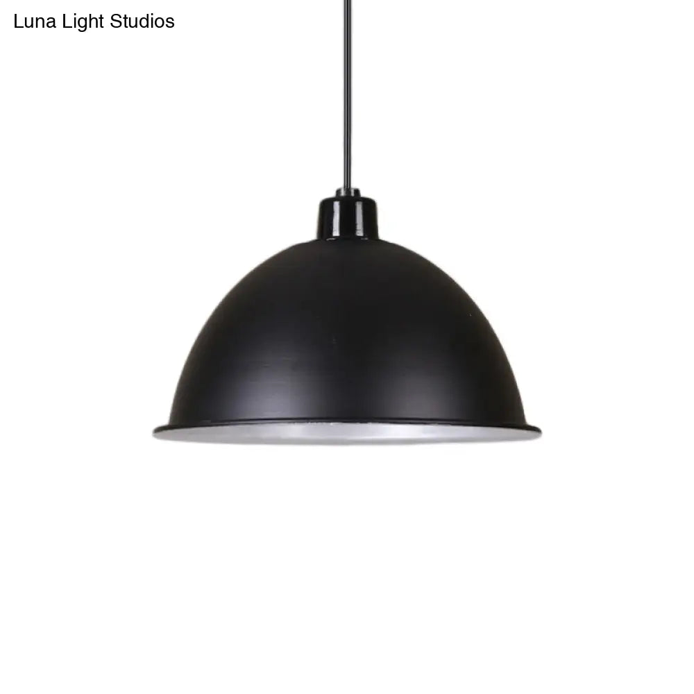 Retro Style Hanging Pendant Light With Metallic Bowl Shade - 1 In Black/Silver