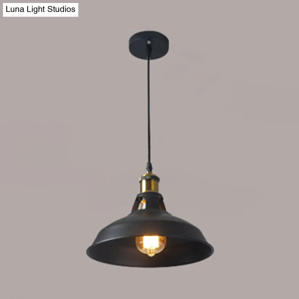 Retro-Style Metallic Pendant Light With Pot Lid Suspension - Perfect For Restaurants Black / 10.5