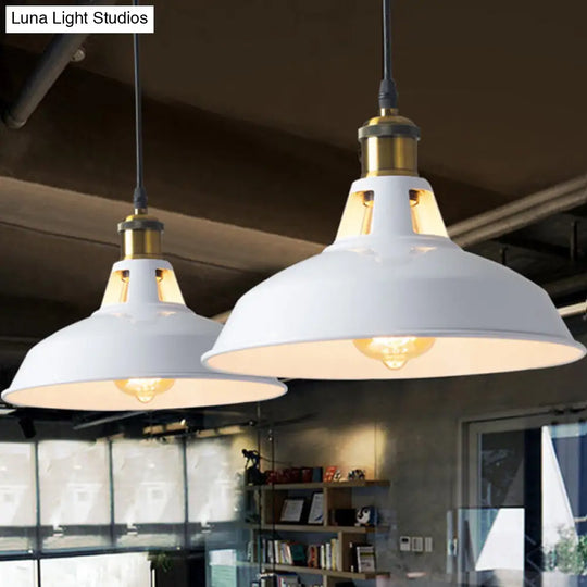 Retro-Style Metallic Pendant Light With Pot Lid Suspension - Perfect For Restaurants White / 10.5